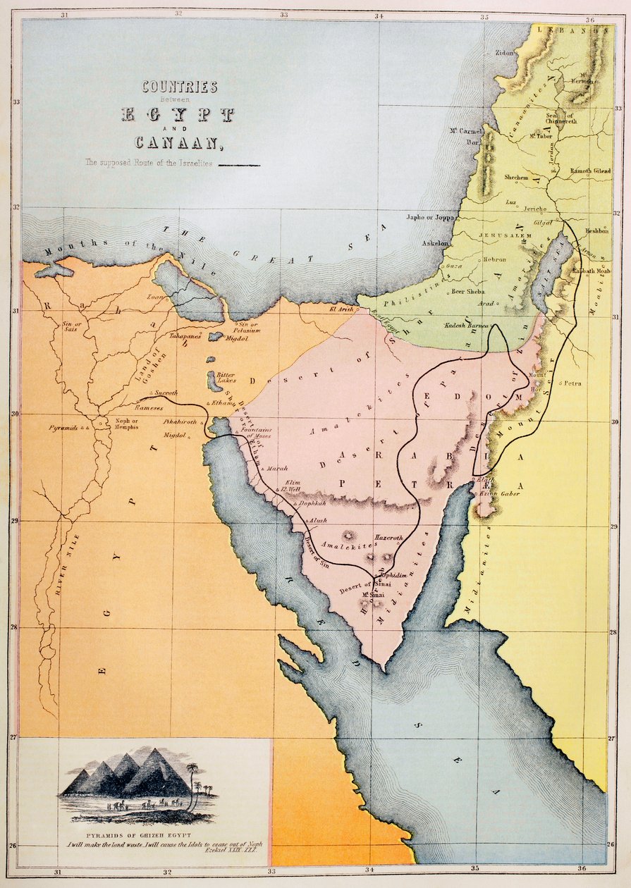 Países entre Egipto y Canaán de English School