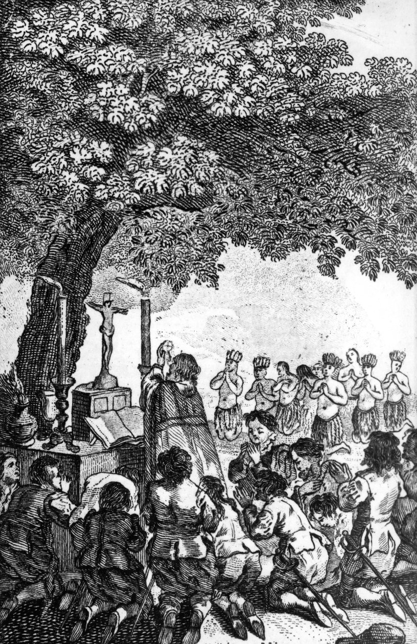 DeCabral descubriendo Brasil, desembarca y hace cantar misa bajo un árbol de English School