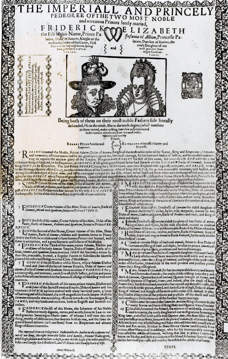 Declaración del matrimonio de Federico V y Isabel de Bohemia de English School