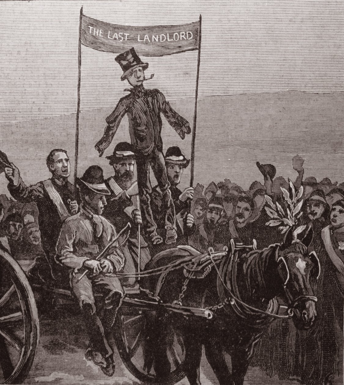 Manifestación en la finca del Sr. Parnell, Avondale, Wicklow: El efigie del último terrateniente de English School