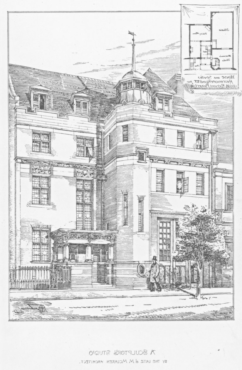 Diseño para un estudio de escultor, 1889 de English School
