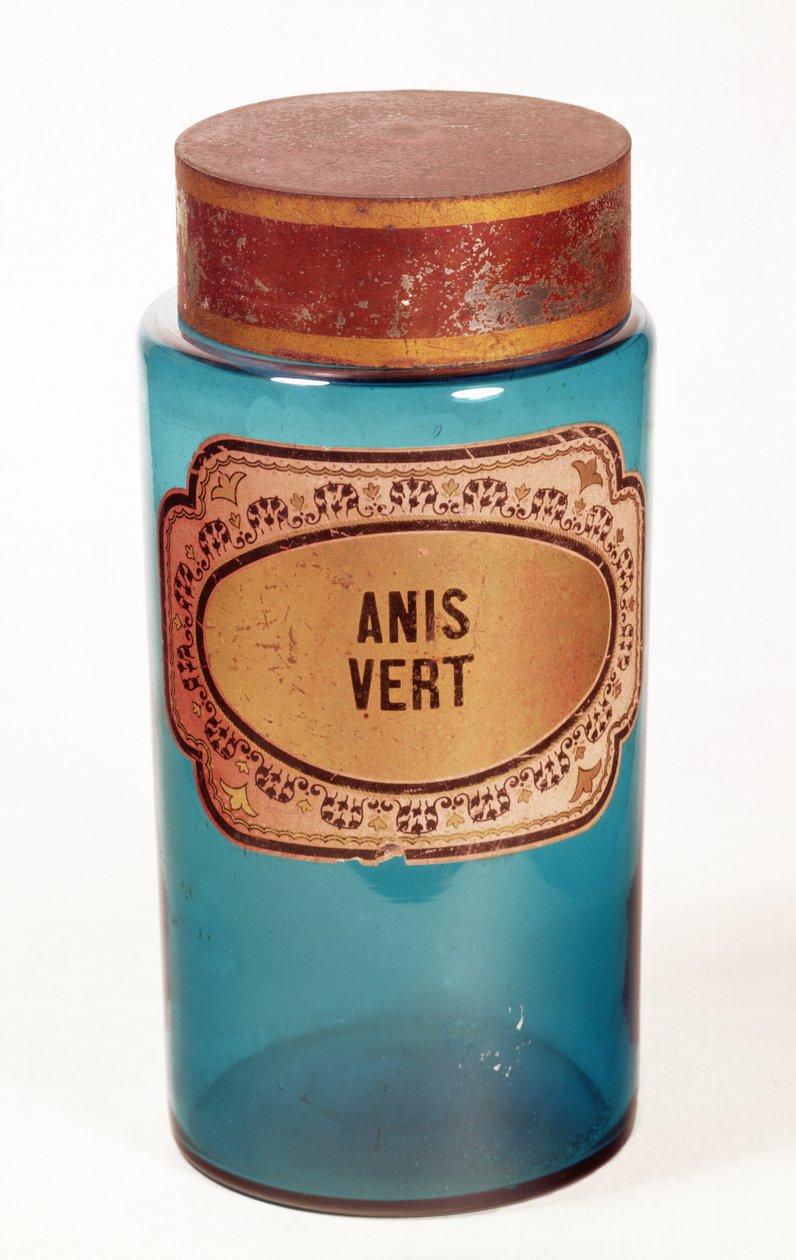 Tarro de drogas, con etiqueta de Anis Vert, c.1860 de English School