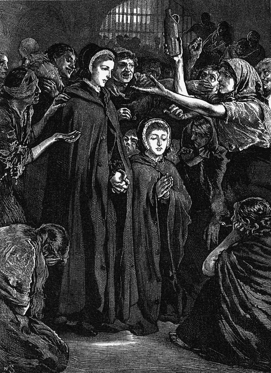 Elizabeth Fry y Anna Buxton visitando la prisión de Newgate de English School