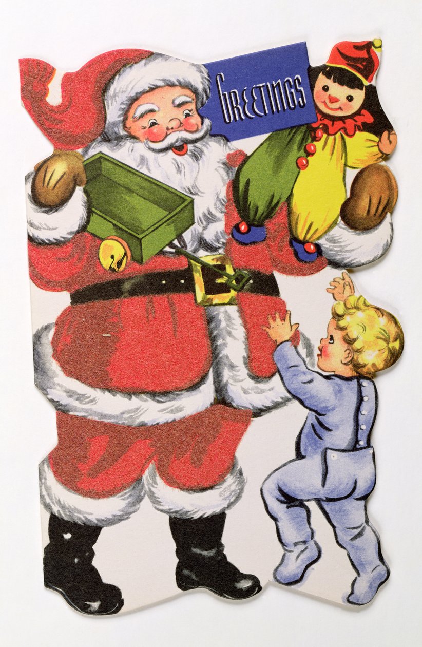 Papá Noel, tarjeta navideña victoriana de English School