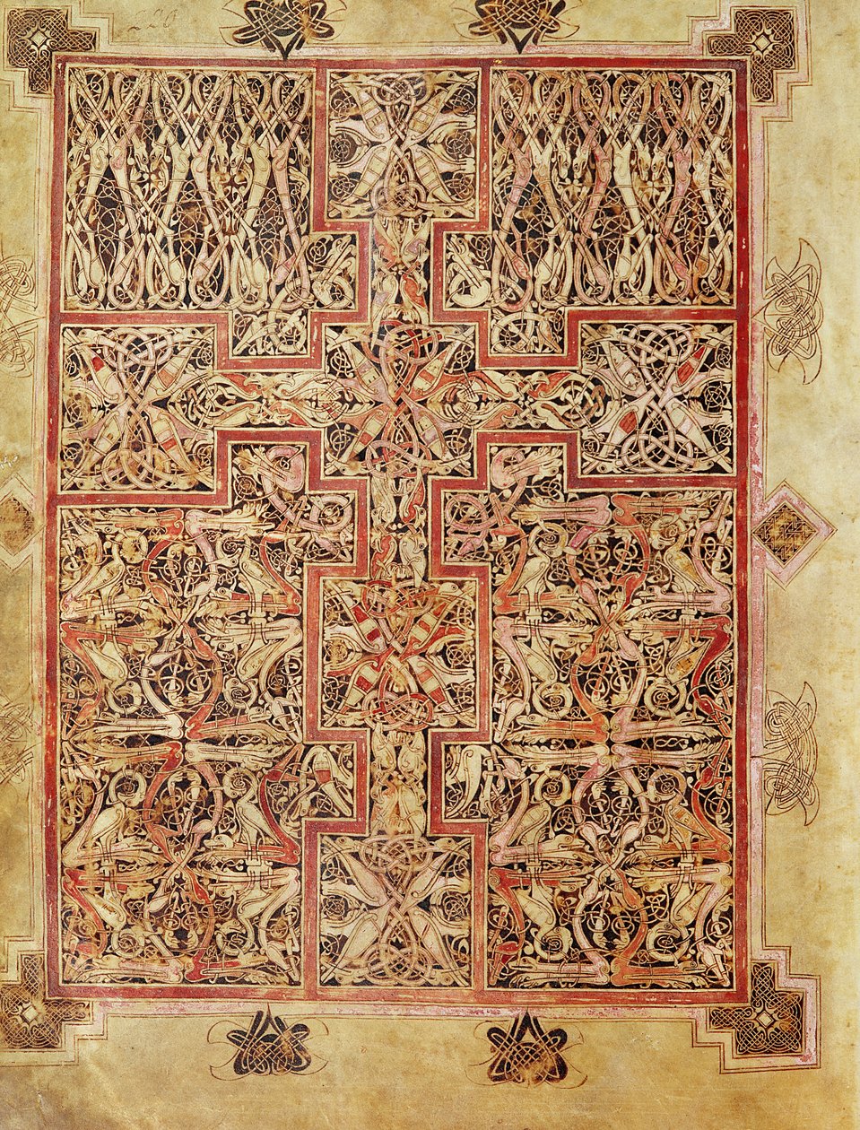 Página de alfombra, de los Evangelios de Lichfield, c.720 de English School
