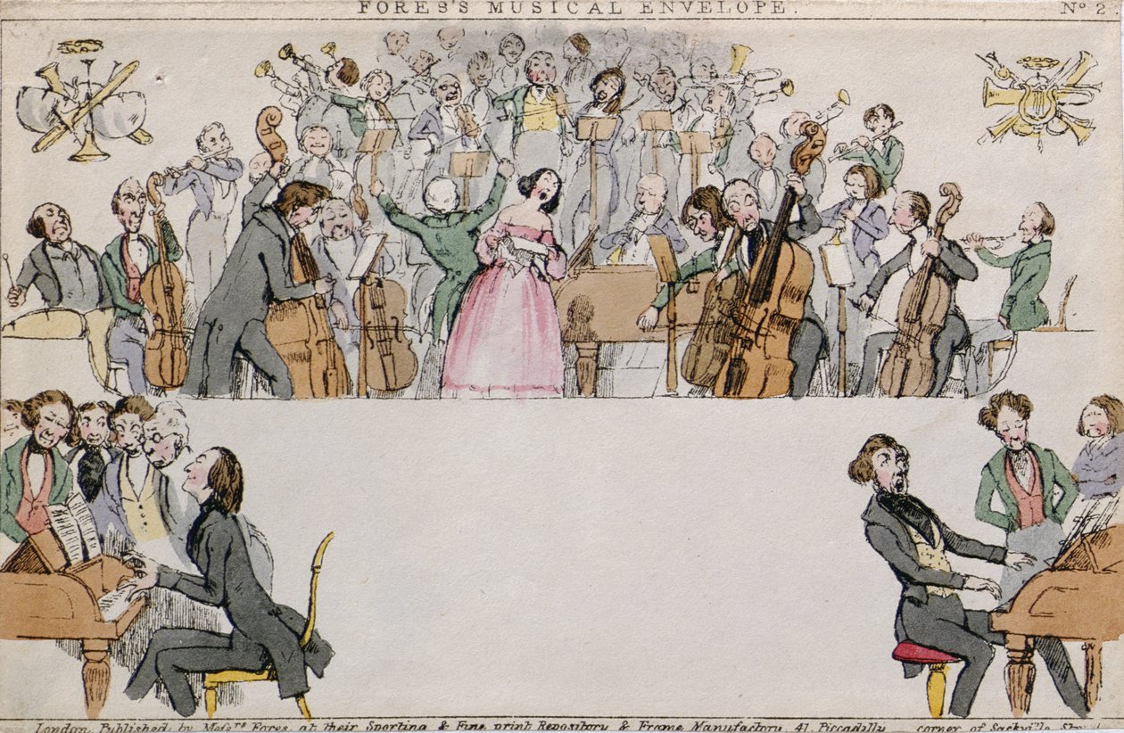 Sobre musical de Foress, pub. por Messrs Fores, c.1840 de English School