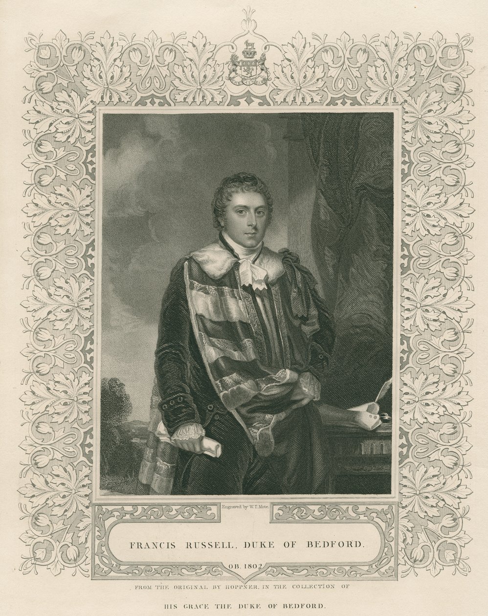 Francis Russell (1765-1802) 5º Duque de Bedford, grabado por W. T. Mote de English School