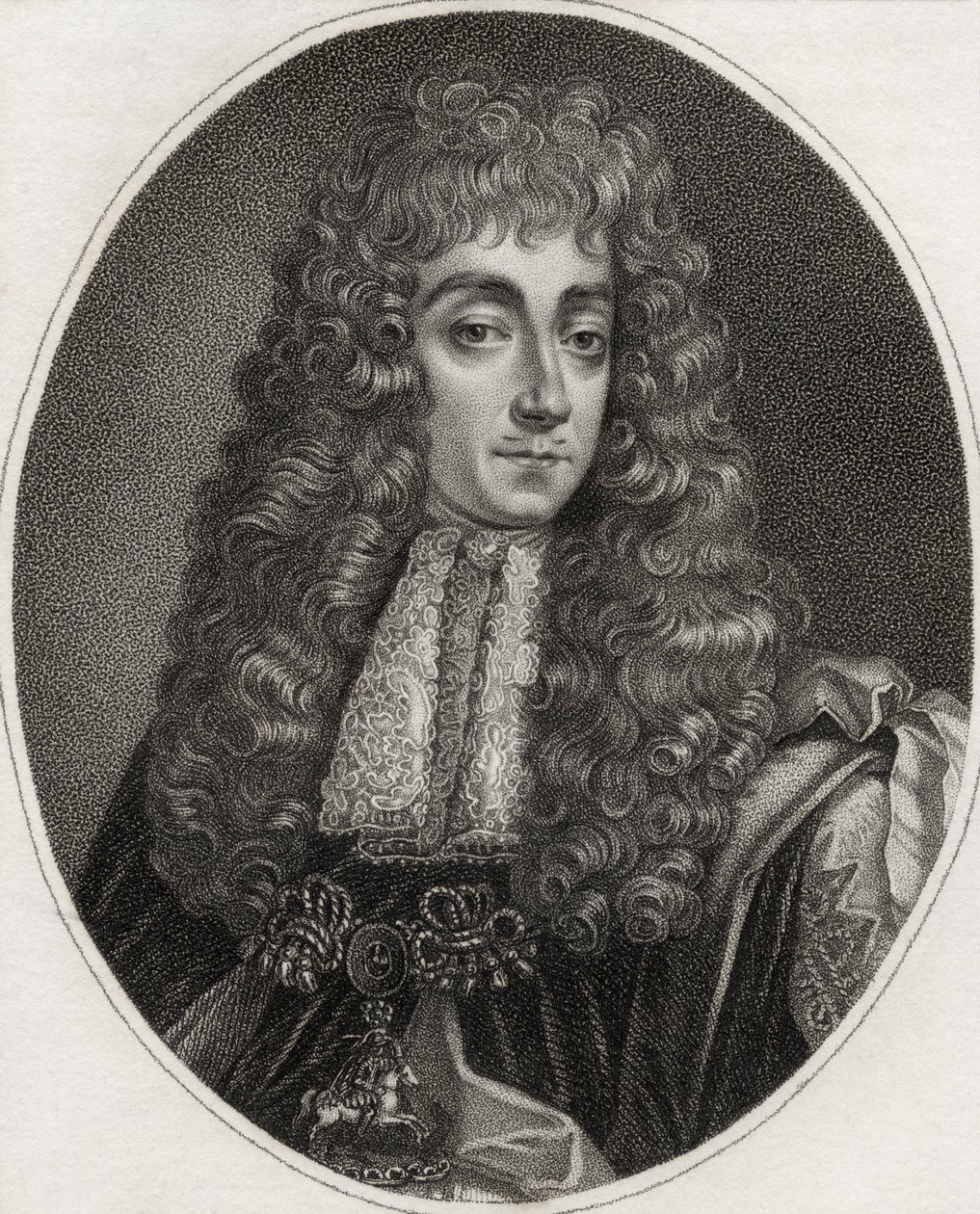 George Villiers, grabado por Bocquet, ilustración de 