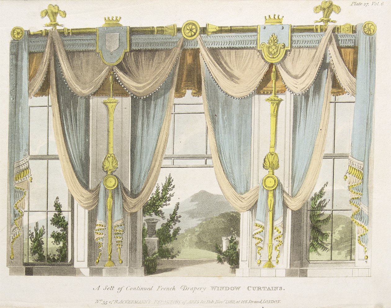 Ventana gótica, lámina 157 de Ackermanns Repository of Arts, publicado en 1826 de English School