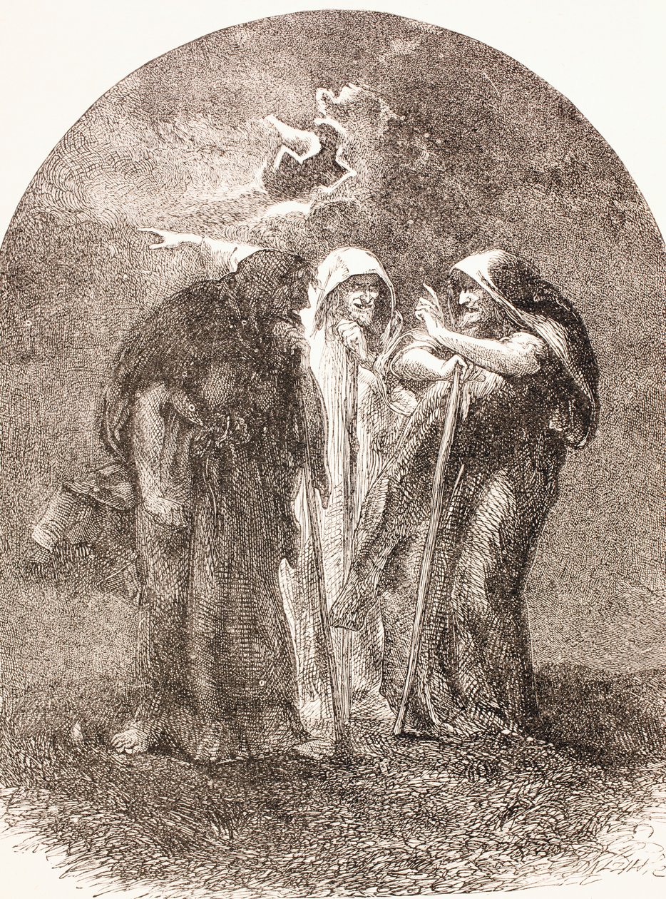 Ilustración de las brujas de Macbeth, de 