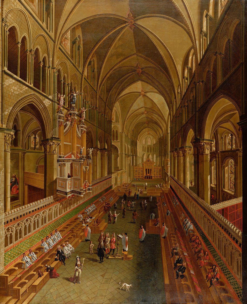 Interior de la Catedral de Canterbury, c.1675-1700 de English School