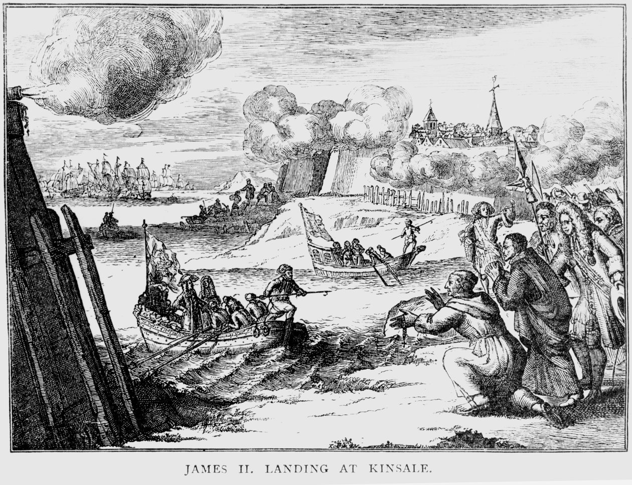 James II (1633-1701) desembarcando en Kinsale, 12 de marzo de 1689 de English School