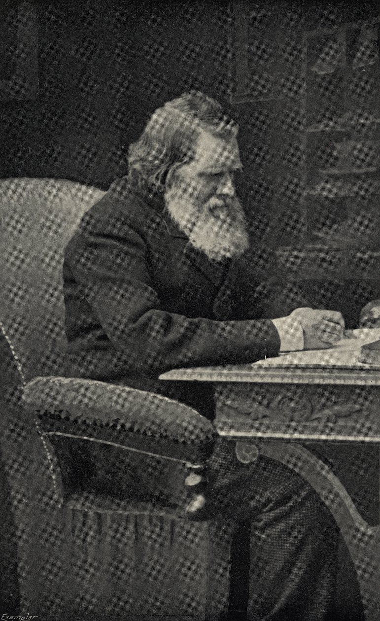 John Ruskin (1819-1900) en su estudio de English School