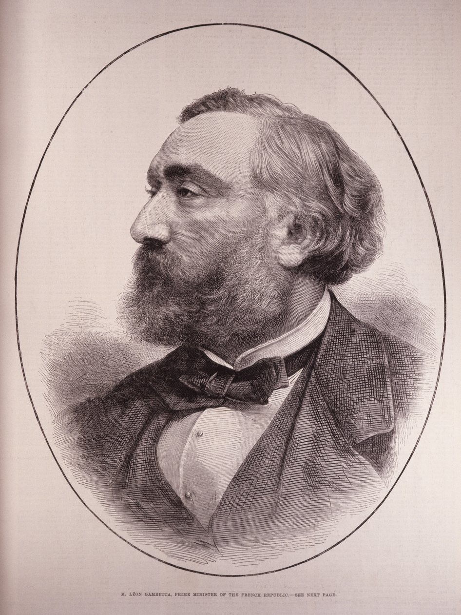 Leon Gambetta (1838-82), Primer Ministro de la República Francesa, de The Illustrated London News, 12 de marzo de 1881 de English School