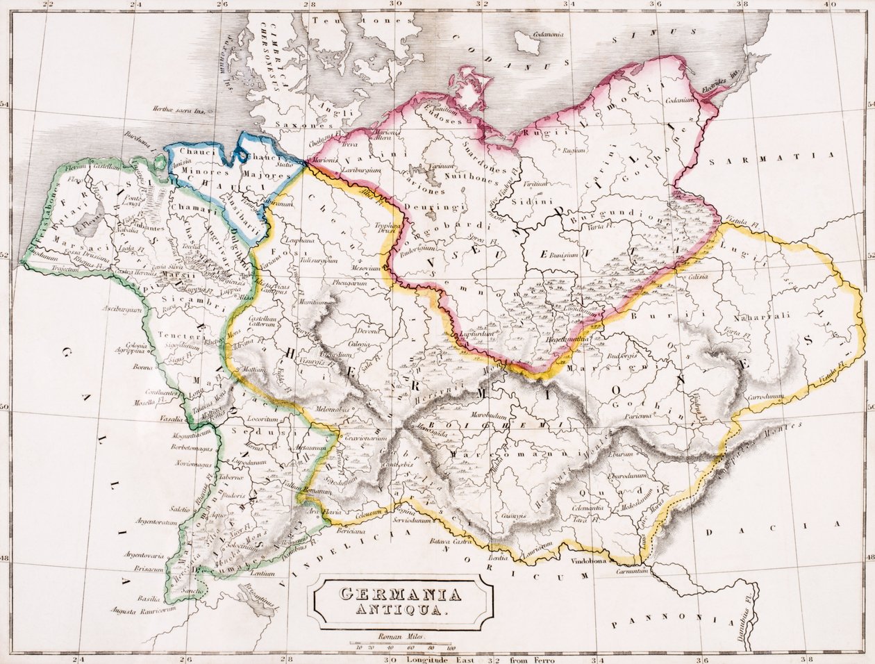 Mapa de Alemania, Germania Antiqua, de 