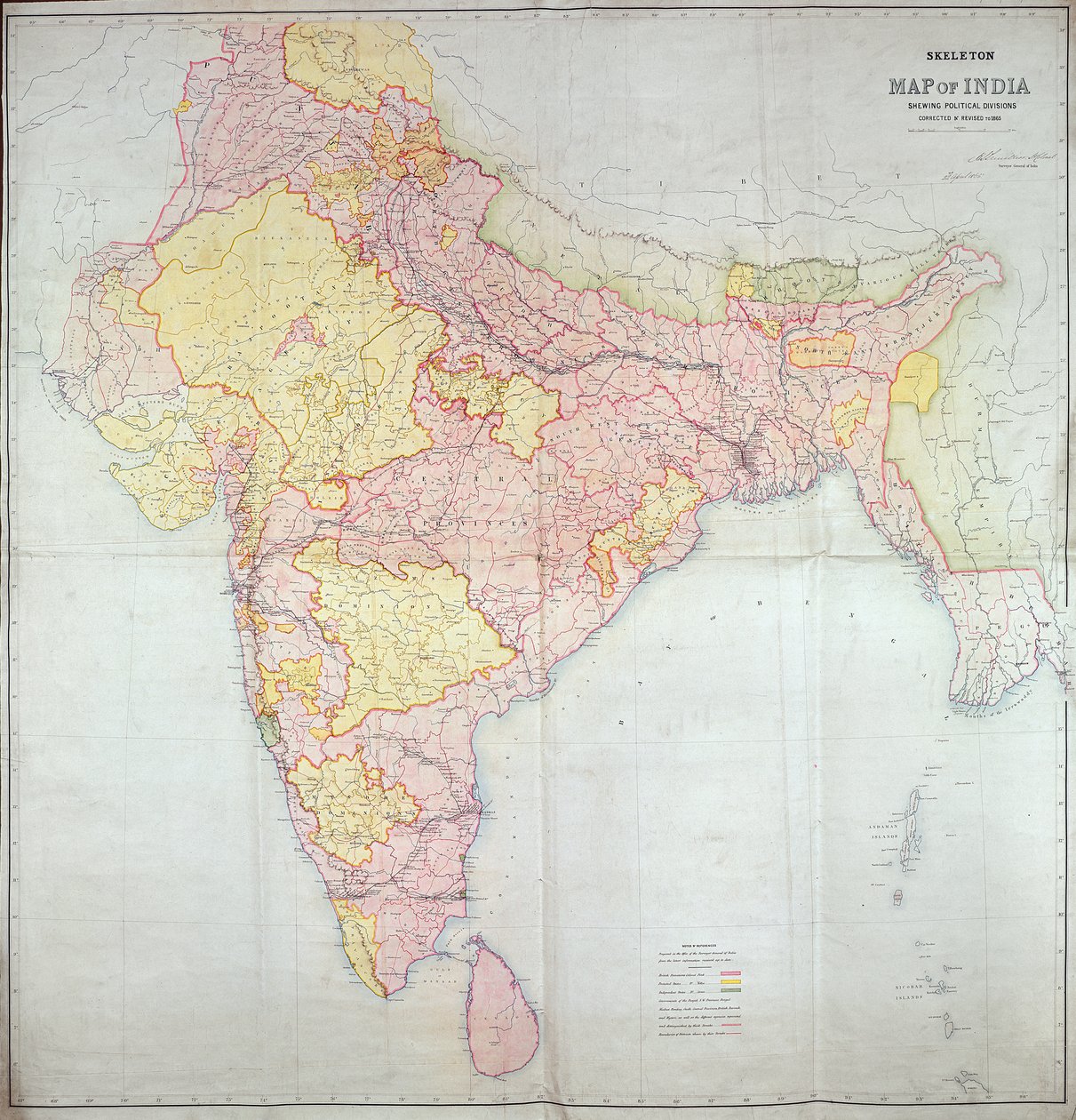 Mapa de la India, 1865 de English School