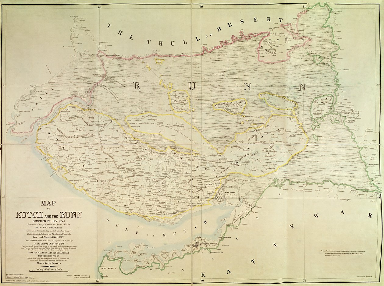 Mapa de Kutch y Runn, India, 1854 de English School
