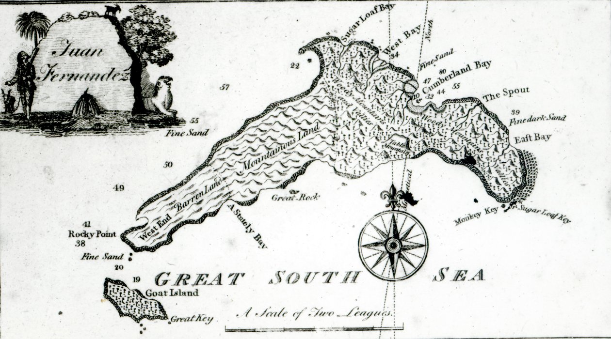 Mapa de la isla del Pacífico Sur, 1800 de English School