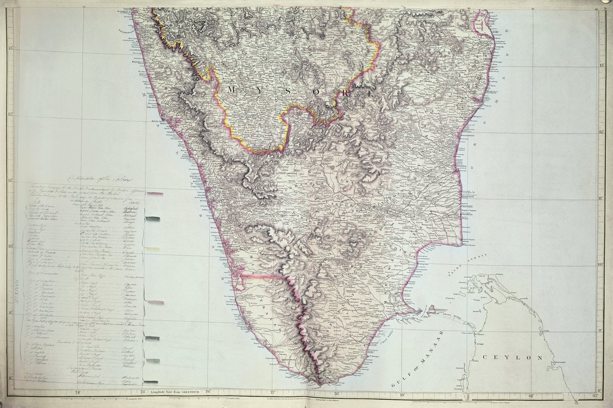 Mapa del sur de la India, 1816 de English School