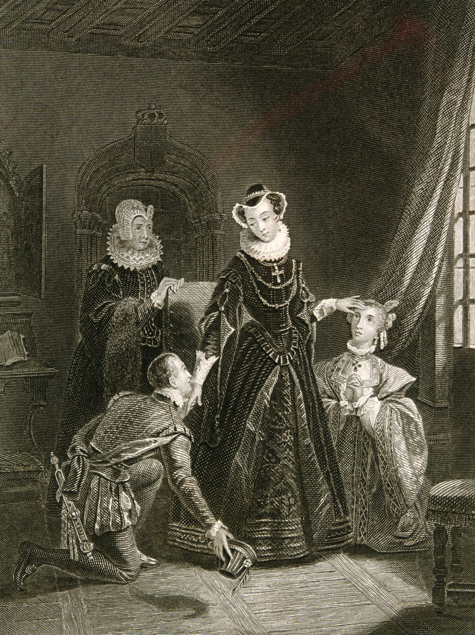 María, Reina de Escocia (1542-87) en compañía de cortesanos de English School