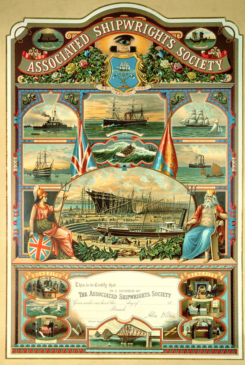 Certificado de miembro de la Sociedad de Constructores Navales Asociados de English School