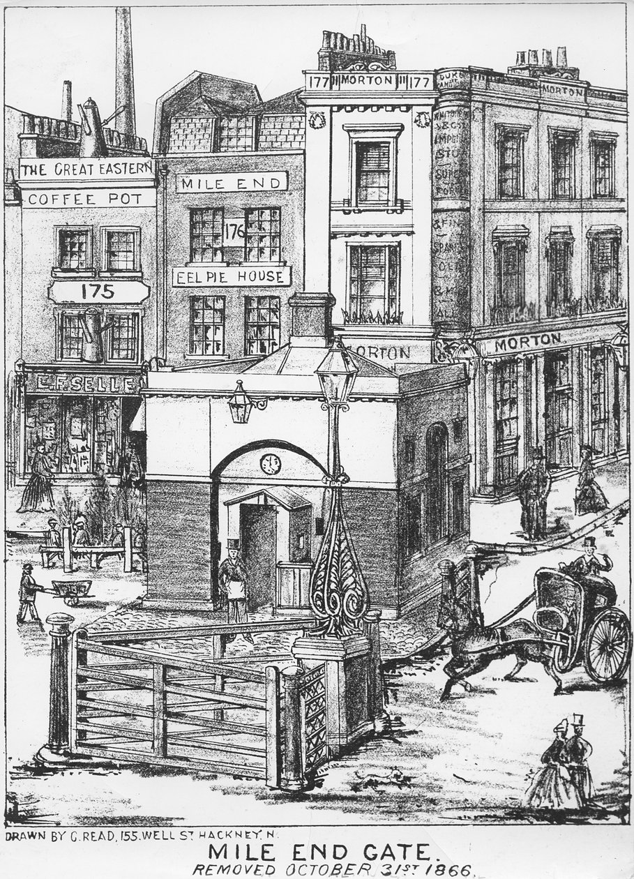 Puerta de Mile End, c.1866 de English School