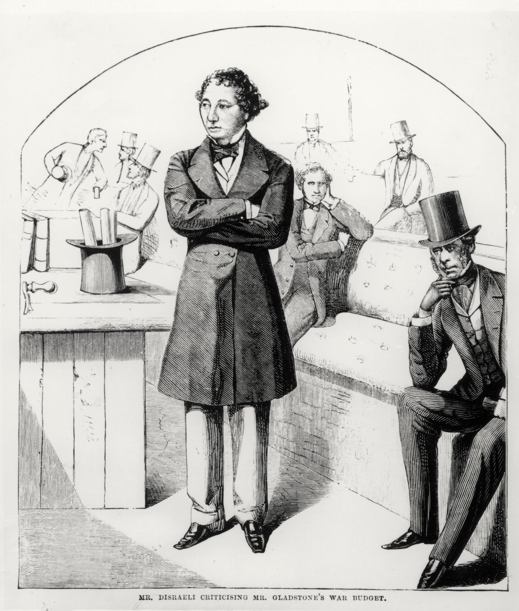 El Sr. Disraeli criticando el presupuesto de guerra del Sr. Gladstone de English School