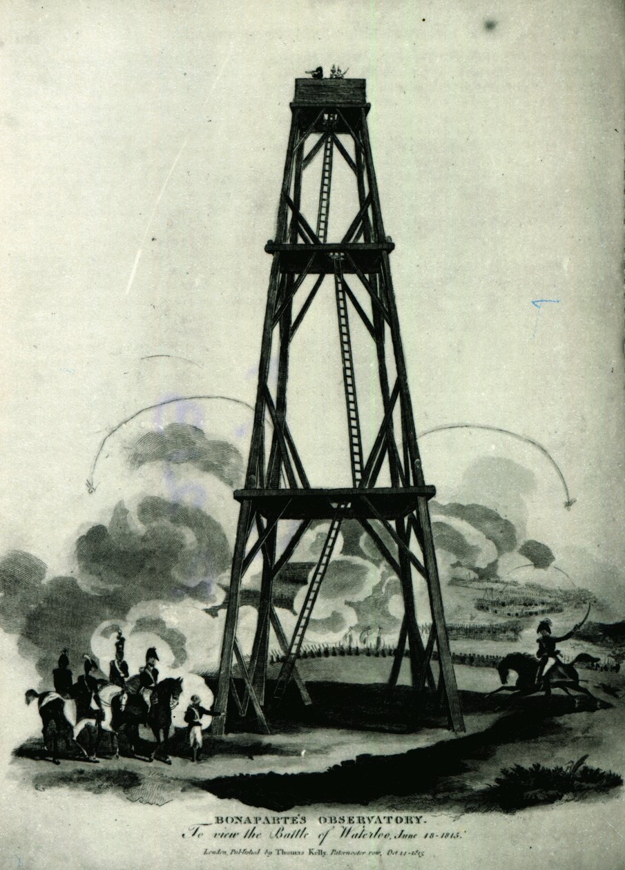 Napoleón en su observatorio, viendo el ataque de su Guardia Imperial, Waterloo, 18 de junio de 1815 de English School