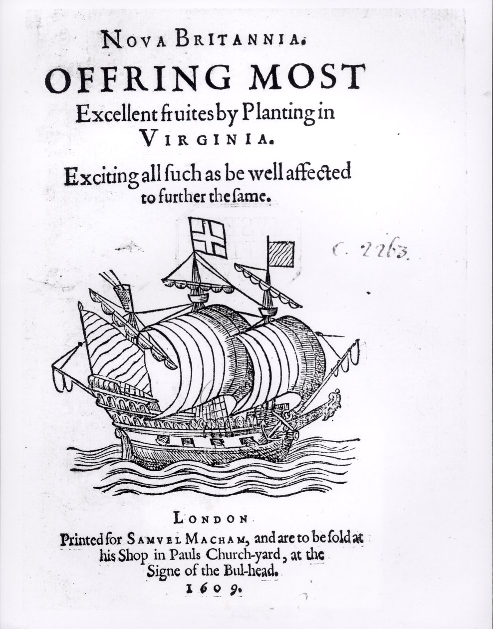 Nova Britannia. Ofreciendo los más excelentes frutos al plantar en Virginia, 1609 de English School