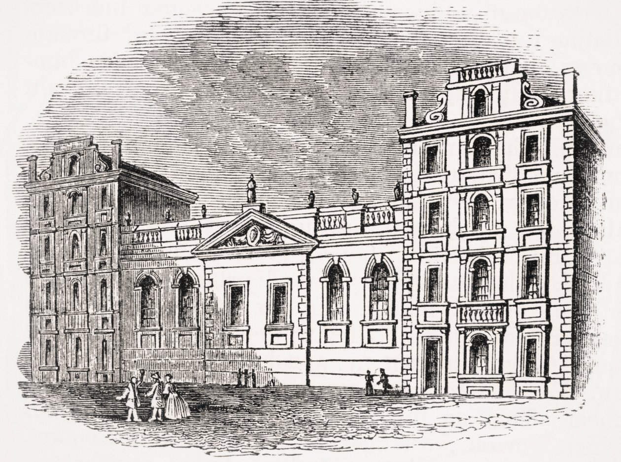 Antigua Escuela de San Pablo, Londres, antes del Gran Incendio, de 