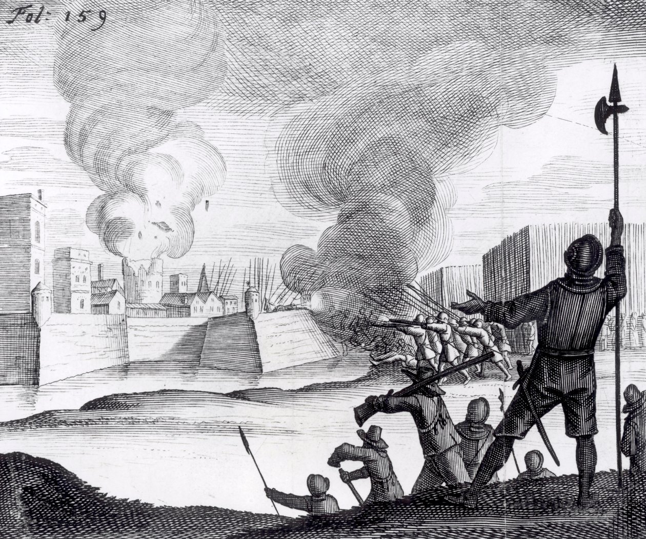 Oliver Cromwell asedia Drogheda en 1649-50 de English School