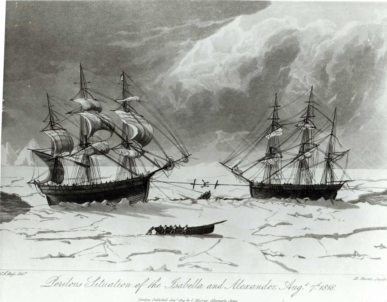 Situación peligrosa del Isabella y Alexander, 7 de agosto de 1819 de English School
