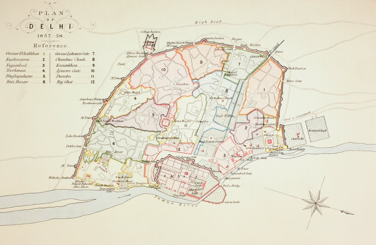 Plano de Delhi, 1883 de English School