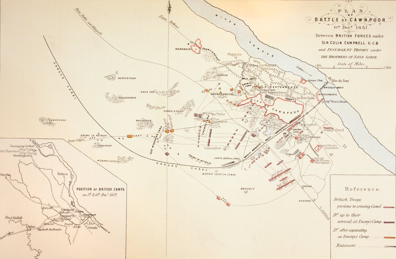 Plano de la Batalla de CawnPoor, 1883 de English School