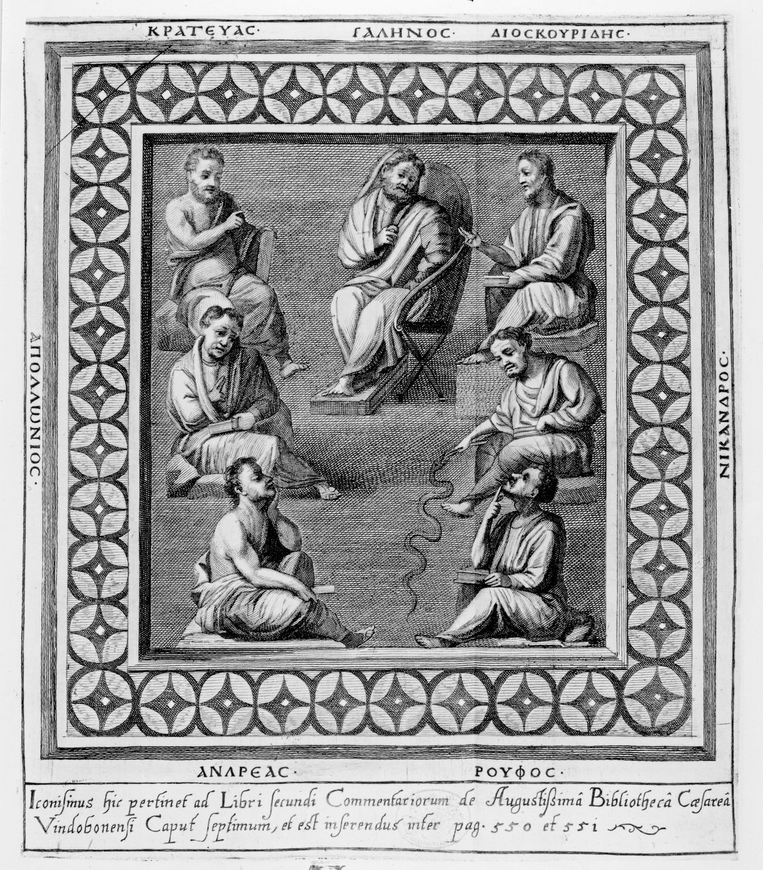Placa que ilustra a siete filósofos griegos, del séptimo capítulo de 