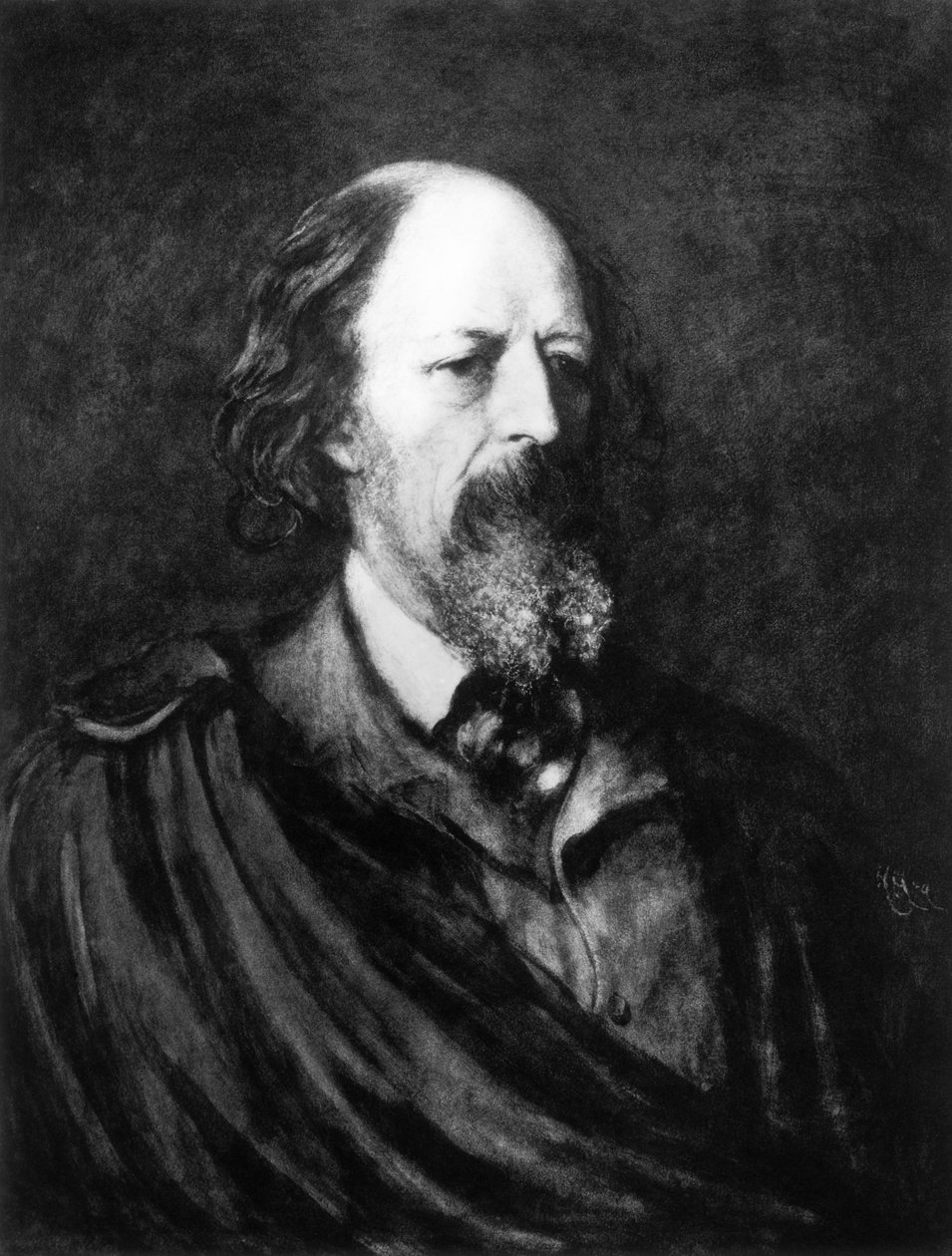 Retrato de Alfred, Lord Tennyson (1809-92) c.1860s de English School