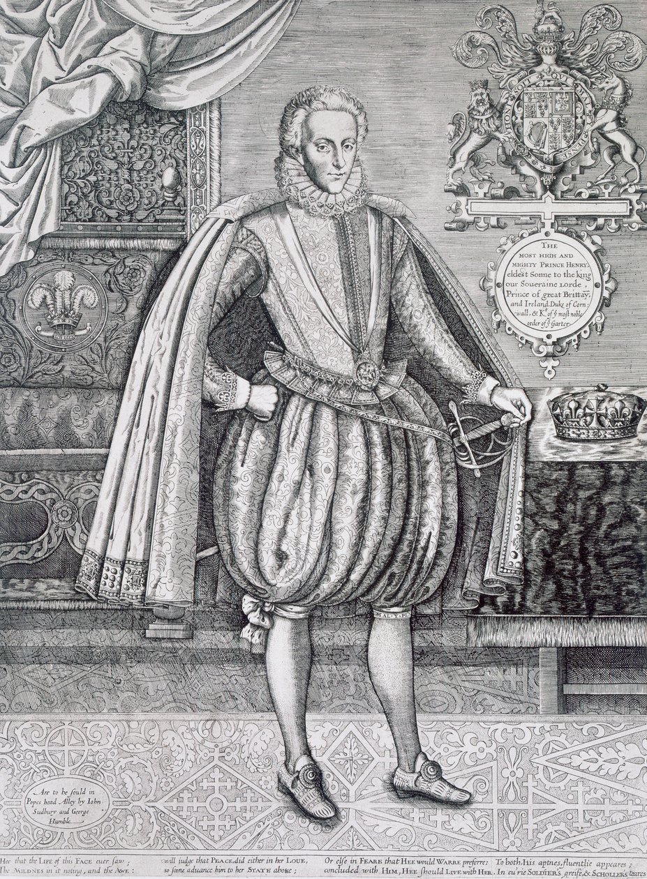 Retrato de Henry, Príncipe de Gales (1594-1612) del Libro de los Reyes, grabado por Renold Elstrack (1571-c.1630) 1612 de English School
