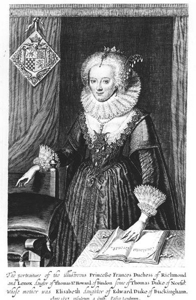 Retrato de la princesa Frances, duquesa de Richmond y Lennox, grabado por Guilh, 1623 de English School