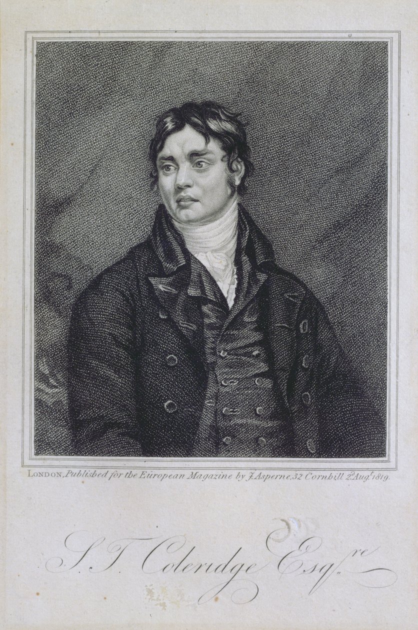 Retrato de Samuel Taylor Coleridge (1772-1834) publicado en 1819 de English School