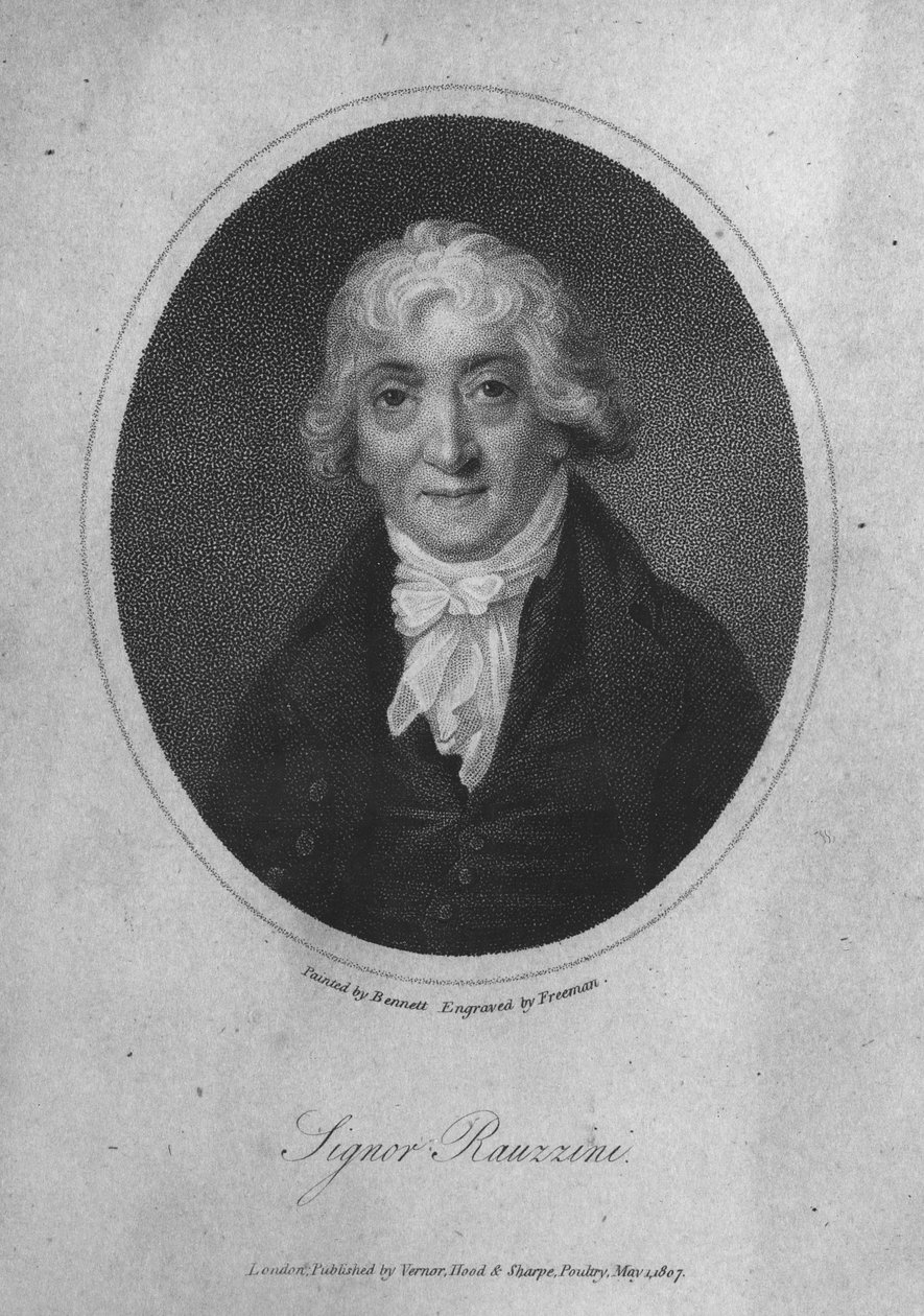 Retrato de Venanzio Rauzzini (1746-1810) grabado por Samuel Freeman (1773-1857) de English School