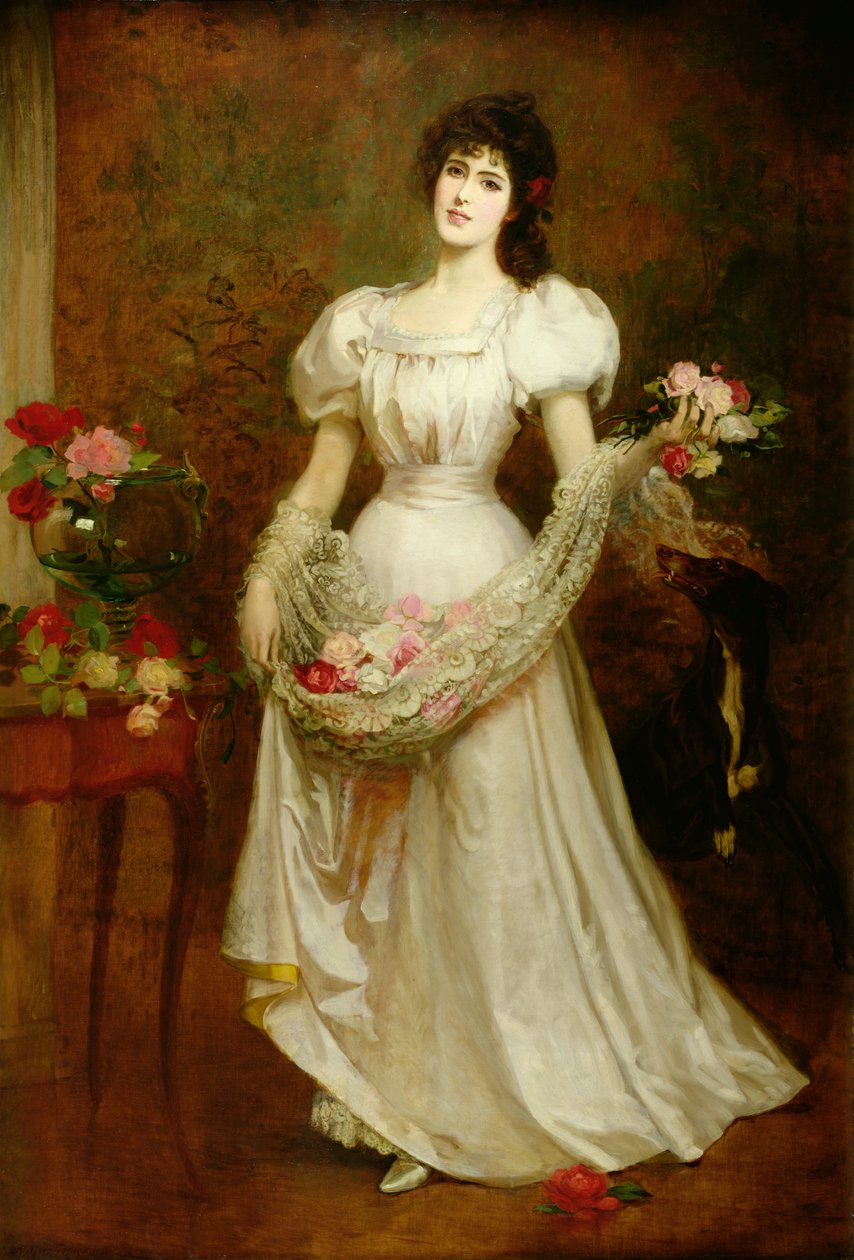 Retrato de una mujer y su galgo, c.1870 de English School