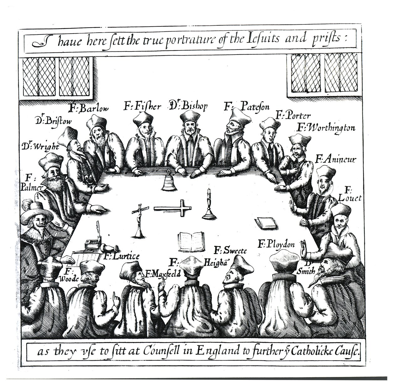 Retratos de los Jesuitas y Sacerdotes como Solían Sentarse en Consejo en Inglaterra para Promover la Causa Católica de English School