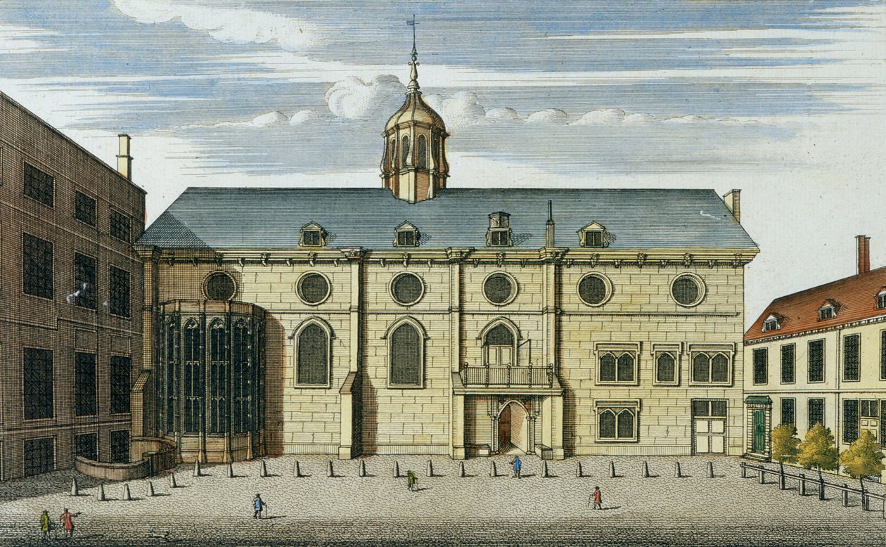 Primer mapa de Londres y suburbios: El Banco de Inglaterra en ye Poultry, 1724 de English School