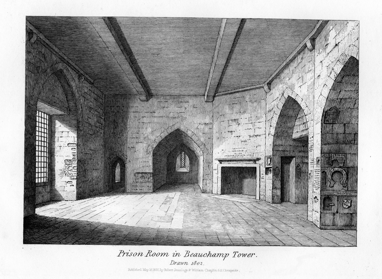 Sala de prisión en la Torre Beauchamp, 1830 de English School