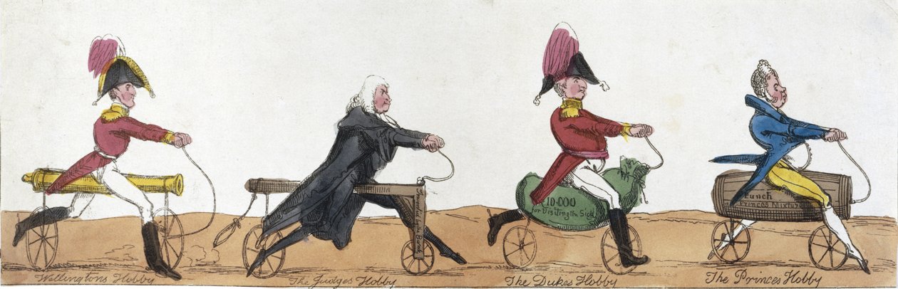 Hombres profesionales montando caballitos de hobby, c.1820 de English School