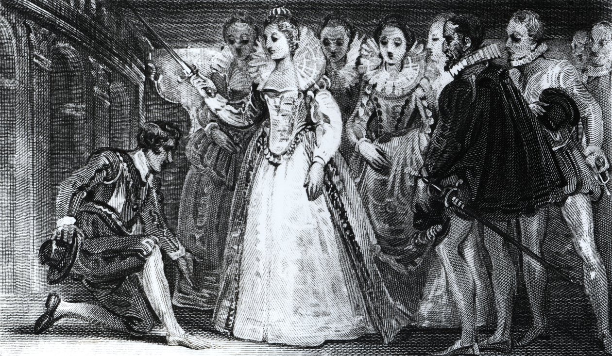 La Reina Isabel I (1530-1603) Armando a Francis Drake (c.1540-96) en 1581 de English School