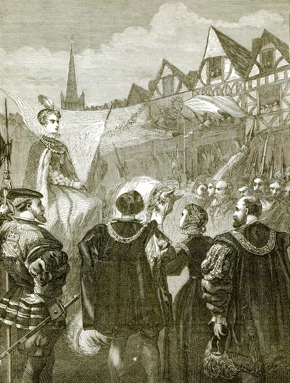 La reina Isabel entrando en Londres de English School