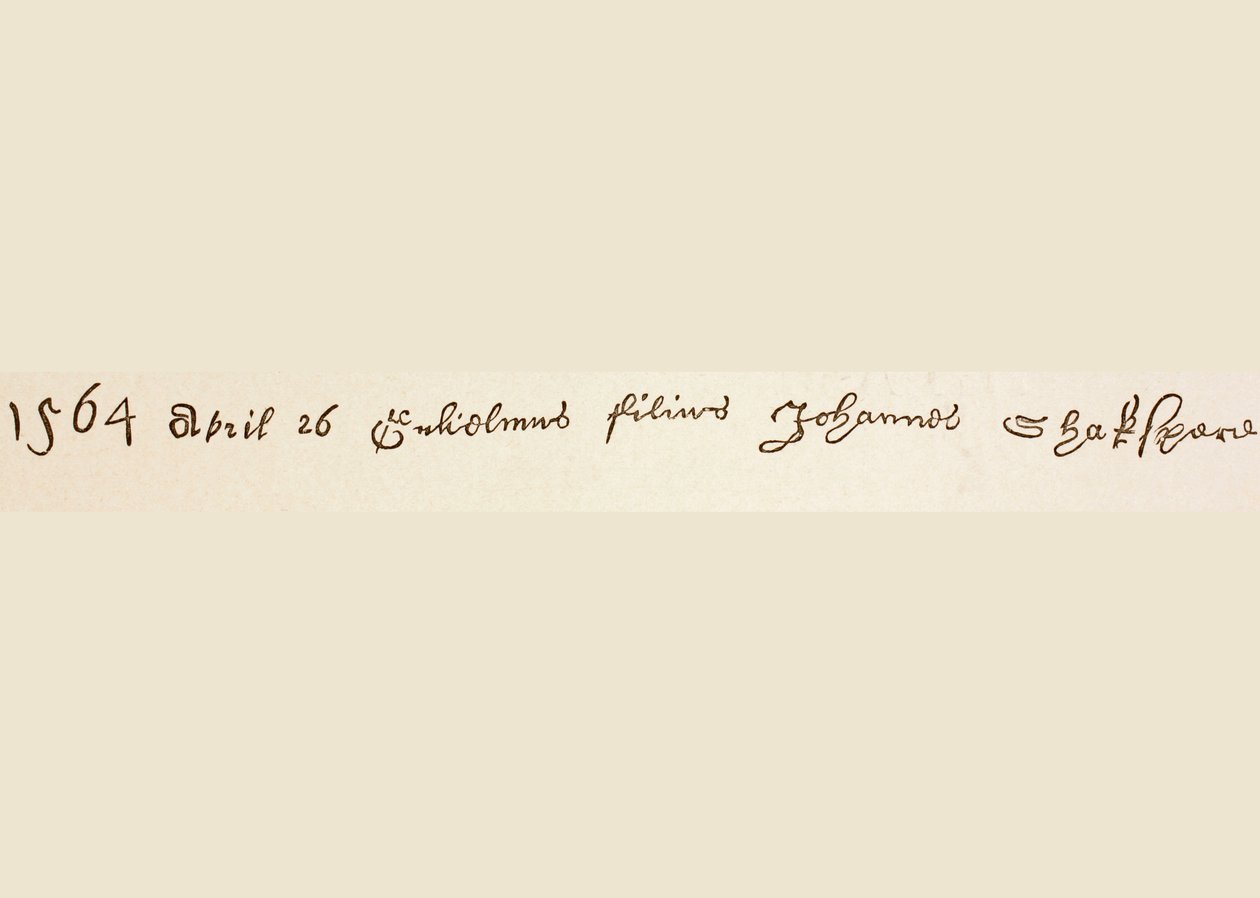 Registro de entrada para el bautismo de William Shakespeare, 1886 de English School