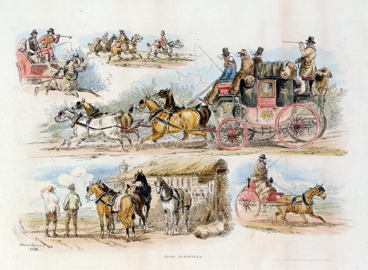 Raspaduras de carretera, 1840 de English School