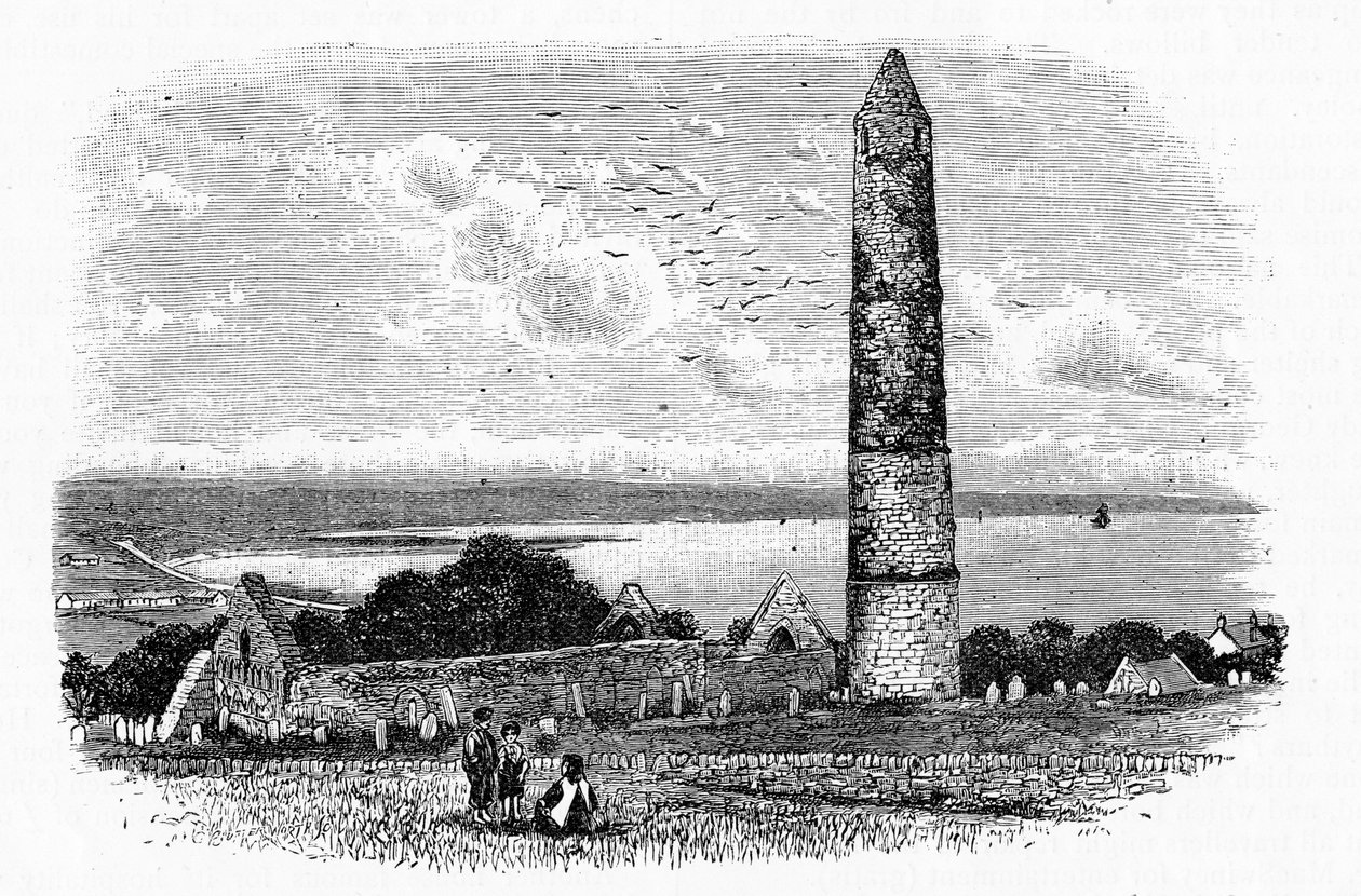 Torre Redonda y Ruinas de la Iglesia de San Declán en Ardmore, c.1888 de English School